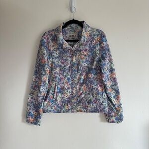 Vintage 90s AMI Floral Button Up Denim Coat, Size Medium